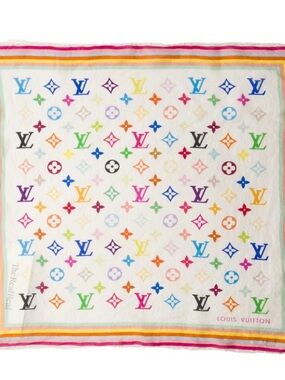 Louis Vuitton Silk Multicolore Monogram Pattern Scarf